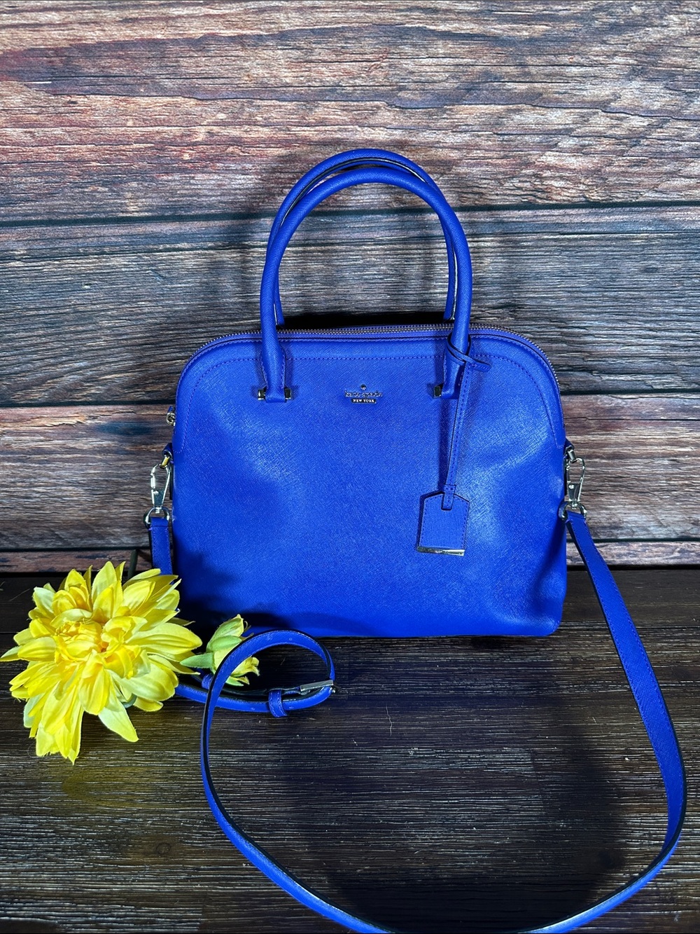 kate spade Cameron Street Margot Cobalt Blue Leather Satchel with strap!
